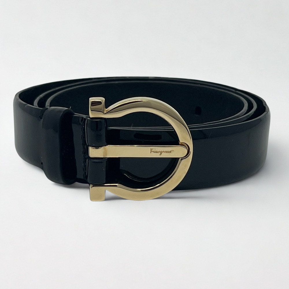 Salvatore Ferragamo Vintage Black Leather Belt · Only One Available